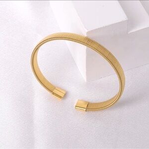 Gold-Tone Open Cuff Bracelet – PVD Coated Stainless Steel | Minimalist